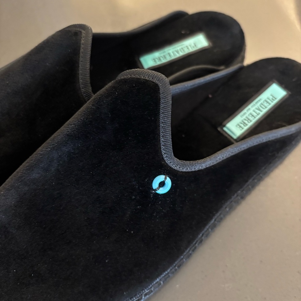 Piedaterre Venezia Dandy Black Velvet Slippers 44 - Picture 3 of 7